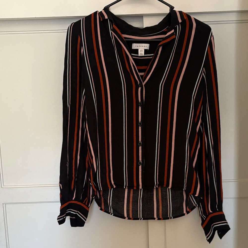 Express Black and Orange Striped Blouse